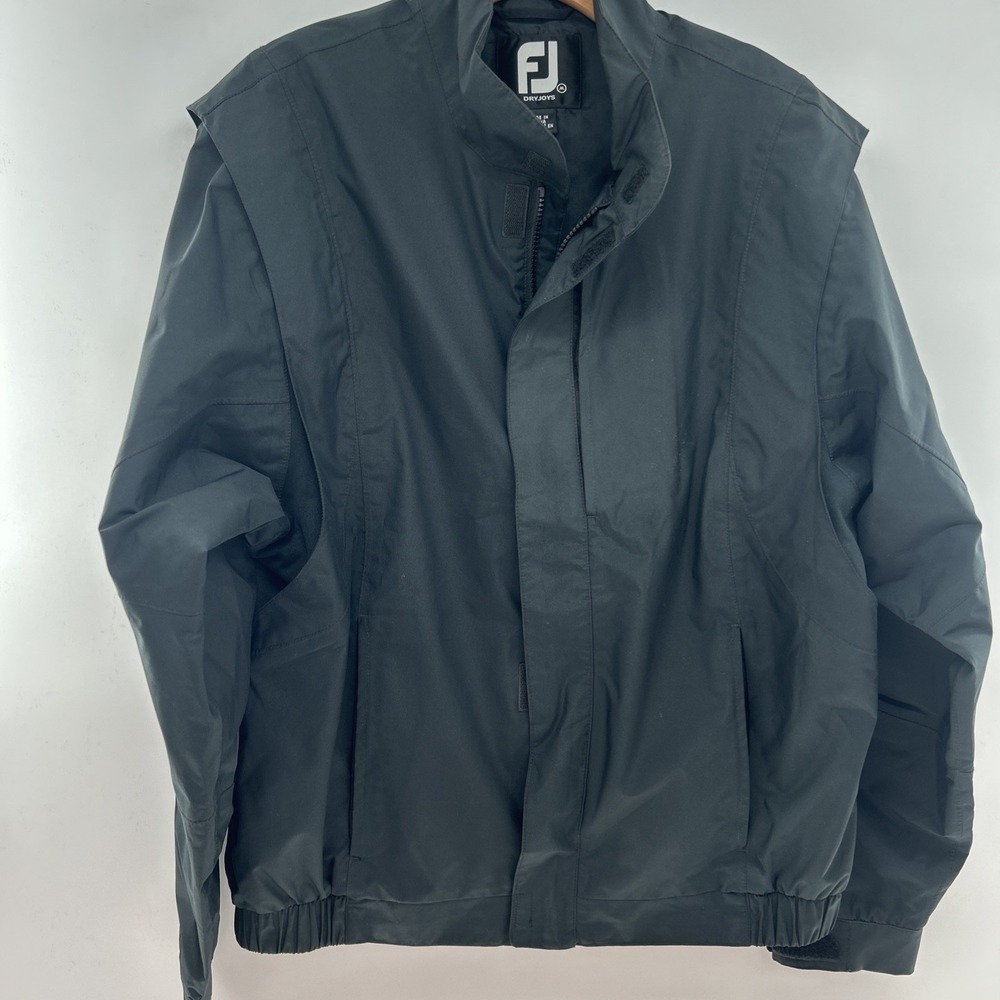 Footjoy DryJoys Jacket Mens Medium Black Waterproof Rain Golf Full Zip Light